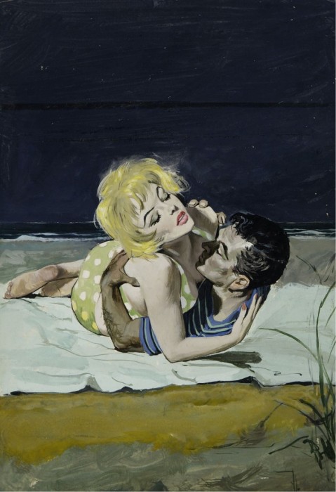 Illustration Of Lovers On A Beach by Ernest Darcy, 1960